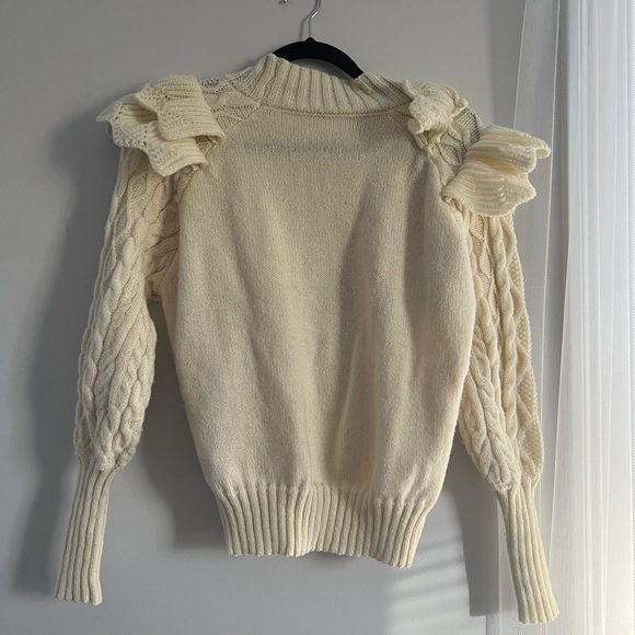 SHEIN cable knit ruffle trim lantern sleeve sweater - Picture 9 of 10